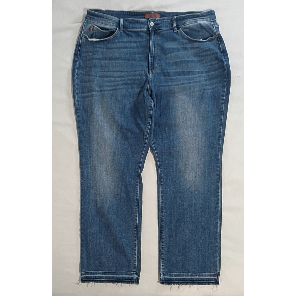 Judy Blue Womens 22W Dad Jeans High Rise Raw Hem Stretch Denim JB82465DK-PL